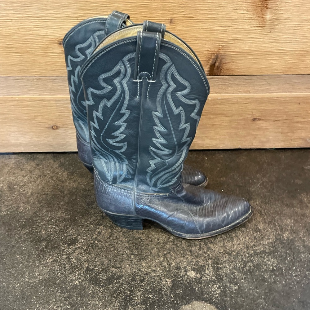 Gray Justin Lizard Skin Boots